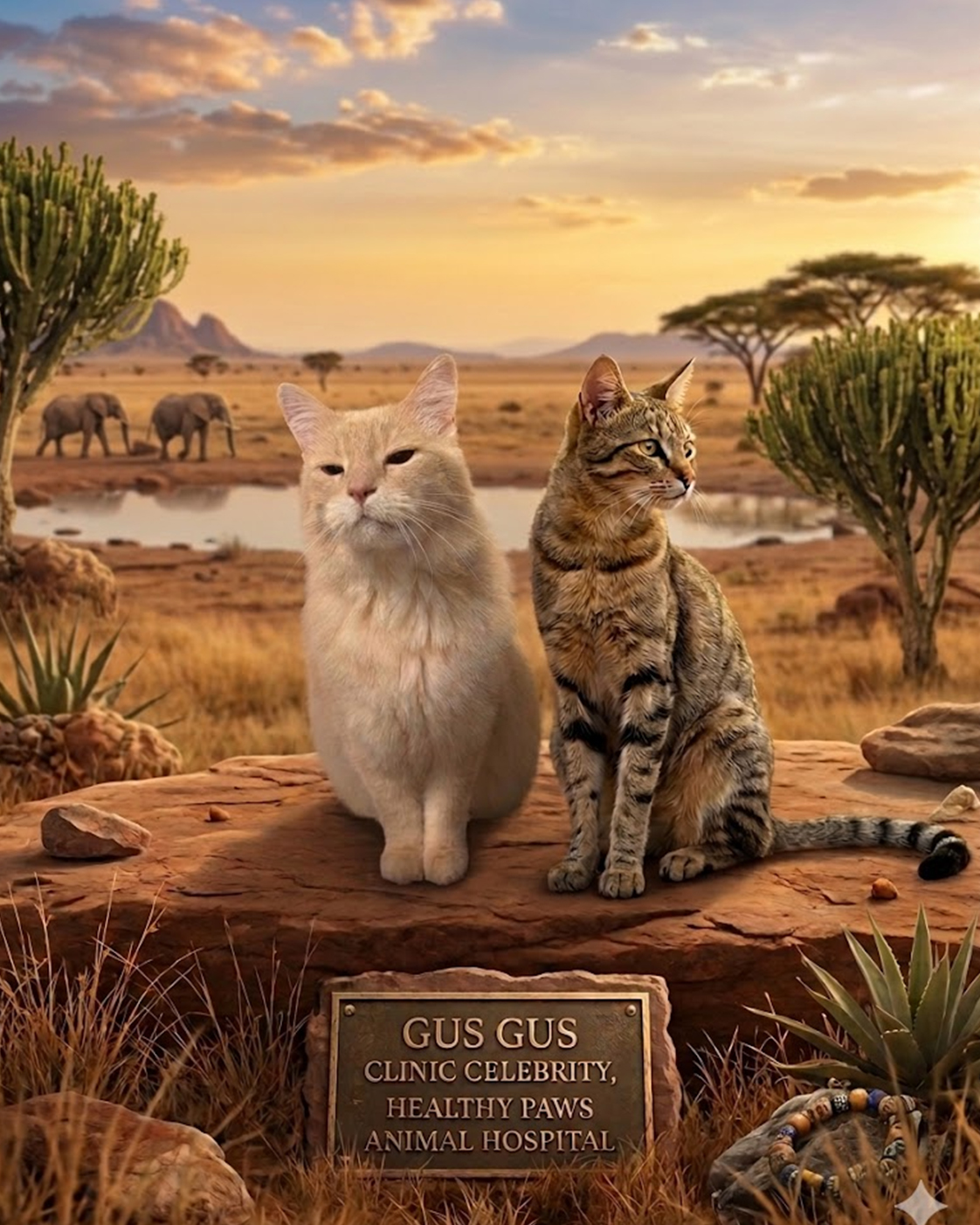 Two cats sitting on a rock Two cats sitting on a rock